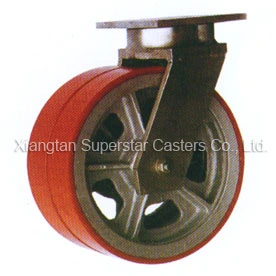 Polyurethane Cast Iron Core Wheel Twin Swivel Rigid Heavy Duty Casters