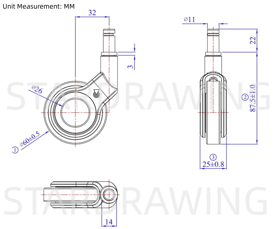 Stardrawing 75mm Black Office Chair Replacement Caster Wheels