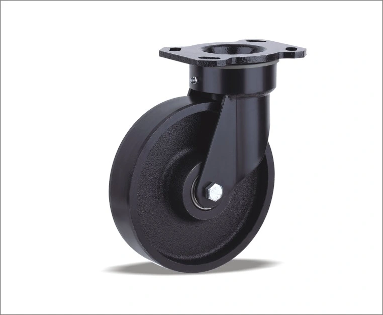 Swivel Caster with PU Wheel Body Made of Grey Cast Iron and a High-Quality Polyurethane Welded Steel Twin Wheel Castors