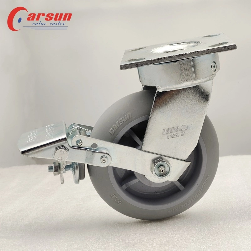 Industrial Castors 3/4/5/6/8 Inch Thermoplastic Rubber Wheels Casters Grey TPR Casters