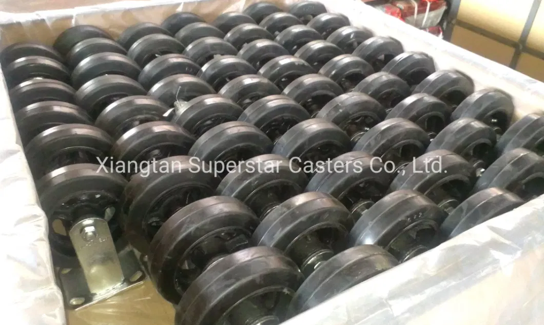 10 Inch Rubber Heavy Duty Casters Without Brake, Fix Wheels and Roller Bearing