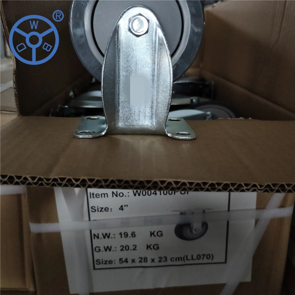 Plate Stem Swivel Fixed Lock Castor Manufacturer 4 Inch PU Rubber Tire Steel Fork Table Cart Medical Wheel Heavy Duty Caster for Medical Bed