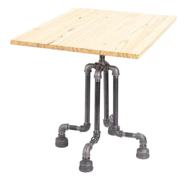 Industrial Table Leg Set with Casters Black Steel Pipes Iron Base Legs for Coffee &amp; End Tables Nightstand - Vintage Style
