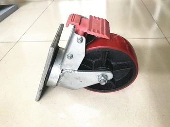 Wholesale 6 Inch 150mm Heavy Duty PU Locking Caster with Iron Wheel