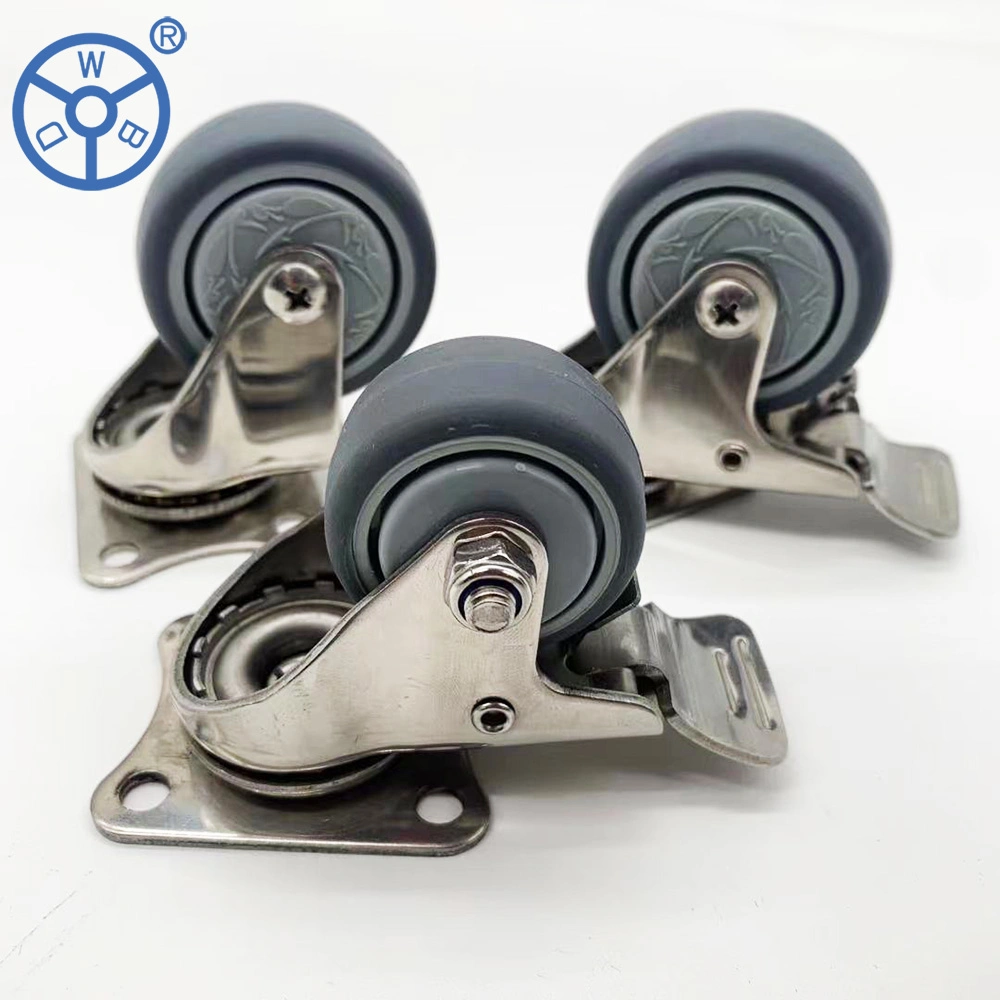 Wbd China Supplier 1.5 2 Inch Stainless Light Duty Green Color Mini Swivel Caster Wheels with Brake