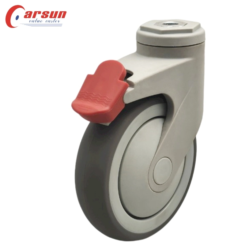 Medical Cart Casters 4/5-Inch All Plastic Casters Thermoplastic Rubber Wheels Hospital Equipment Casters