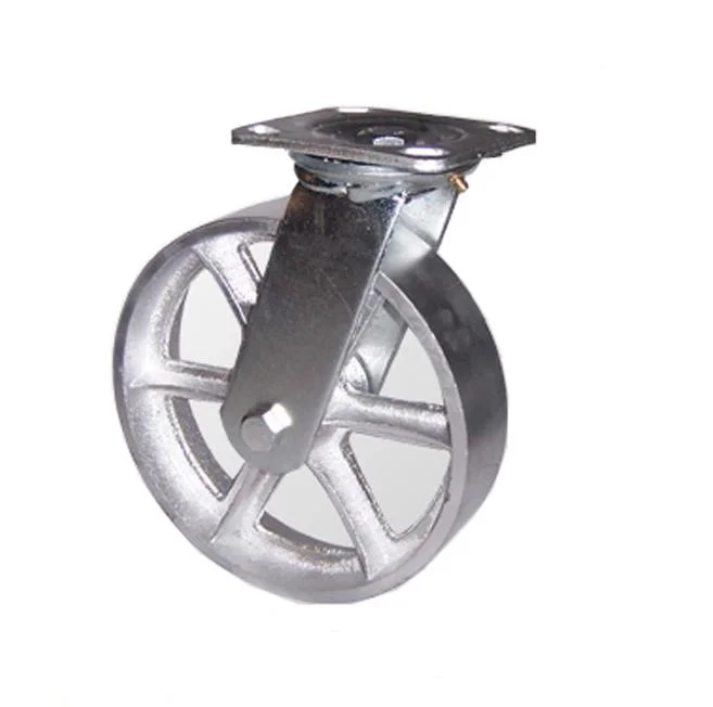 Heavy Duty Industrial Caster Swivel Rotating Plate Iron Steel Rubber Castor Wheel with Brake