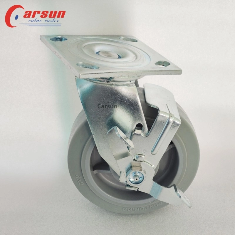 Industrial Castors 3/4/5/6/8 Inch Thermoplastic Rubber Wheels Casters Grey TPR Casters