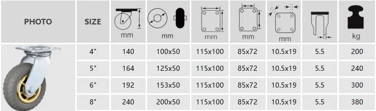 Heavy Duty Caster Solid Rubber Tire Trolley Wheel Anti-Skid Furniture Castor Industrial Caster