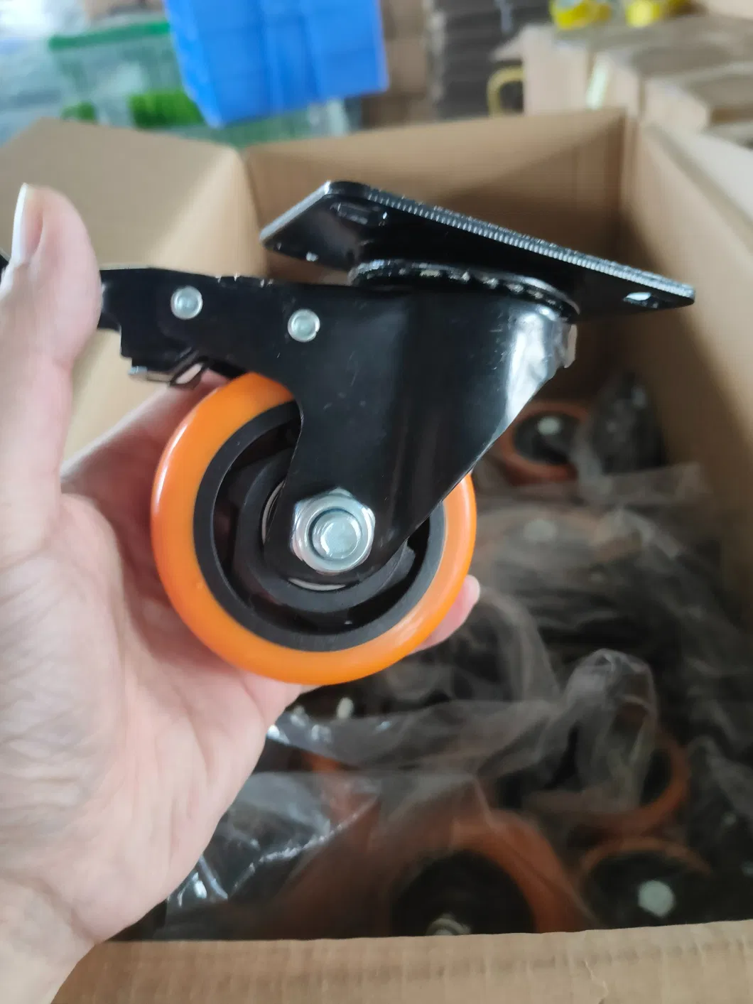 3 4 5 6 Inch Medium Duty Industrial Ruedas Giratorias Orange Castor PVC/PU Rotating Caster Wheel for Trolley