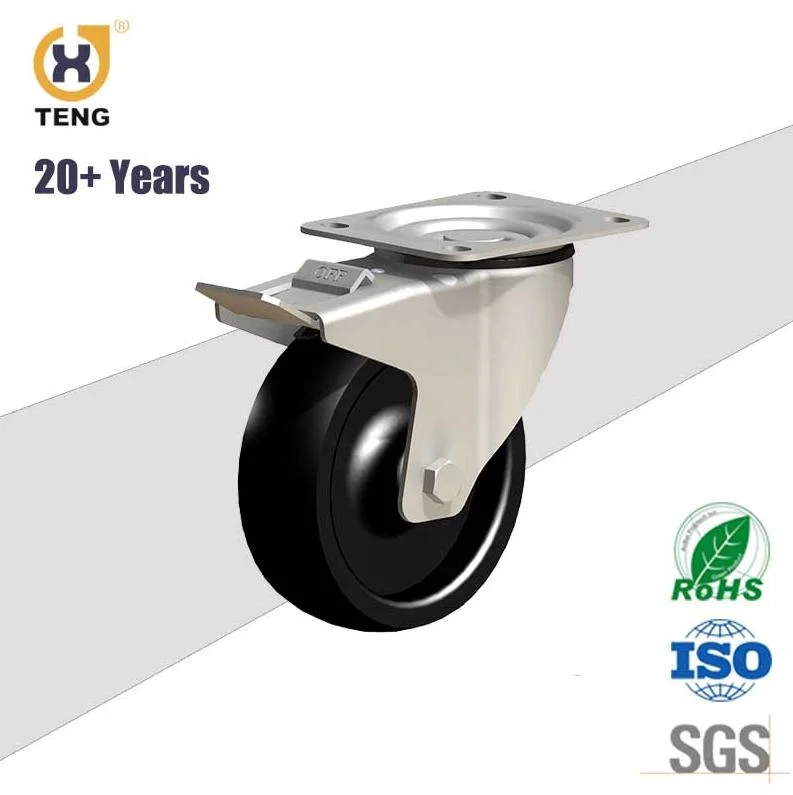 Factory 6 Inch Heavy Duty Industrial Caster Rigid Plate PU Castor Top Fixed Trolley Wheel