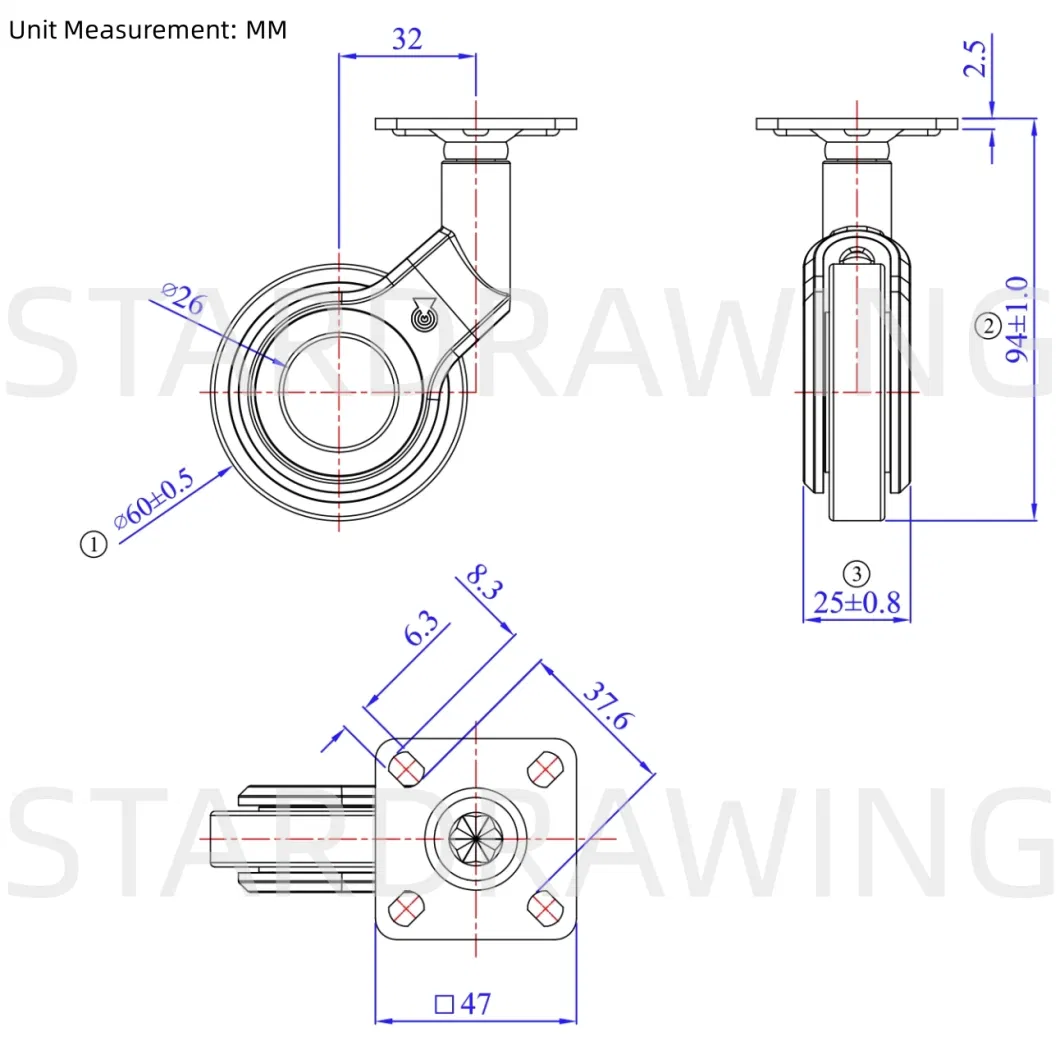 Stardrawing 75mm Black Office Chair Replacement Caster Wheels