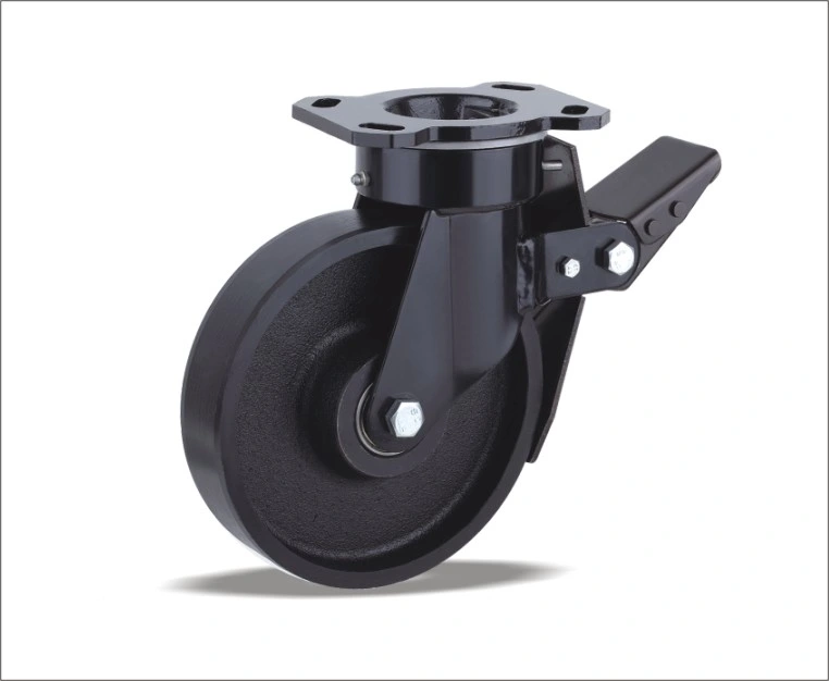 Swivel Caster with PU Wheel Body Made of Grey Cast Iron and a High-Quality Polyurethane Welded Steel Twin Wheel Castors