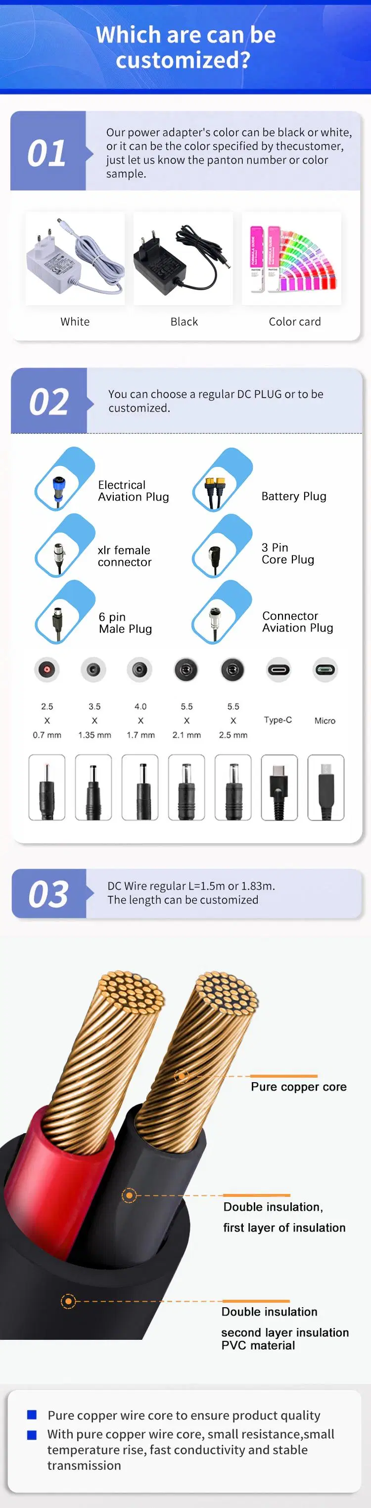 5V 12V 24V 48V 500AMP 1A 2A 4A Interchangeable Power Adapter Factory Pirce Free Sample Power Adaptor Factory Manufacture Directly Supply 13 Years Factory