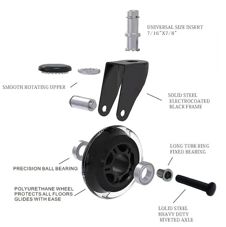 Toco Office Caster Wheel 3 Inch Replacement Swivel PU Casters Wheels