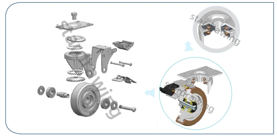 Stardrawing 4/5/6 Inch PP Caster Wheels Plastic Caster