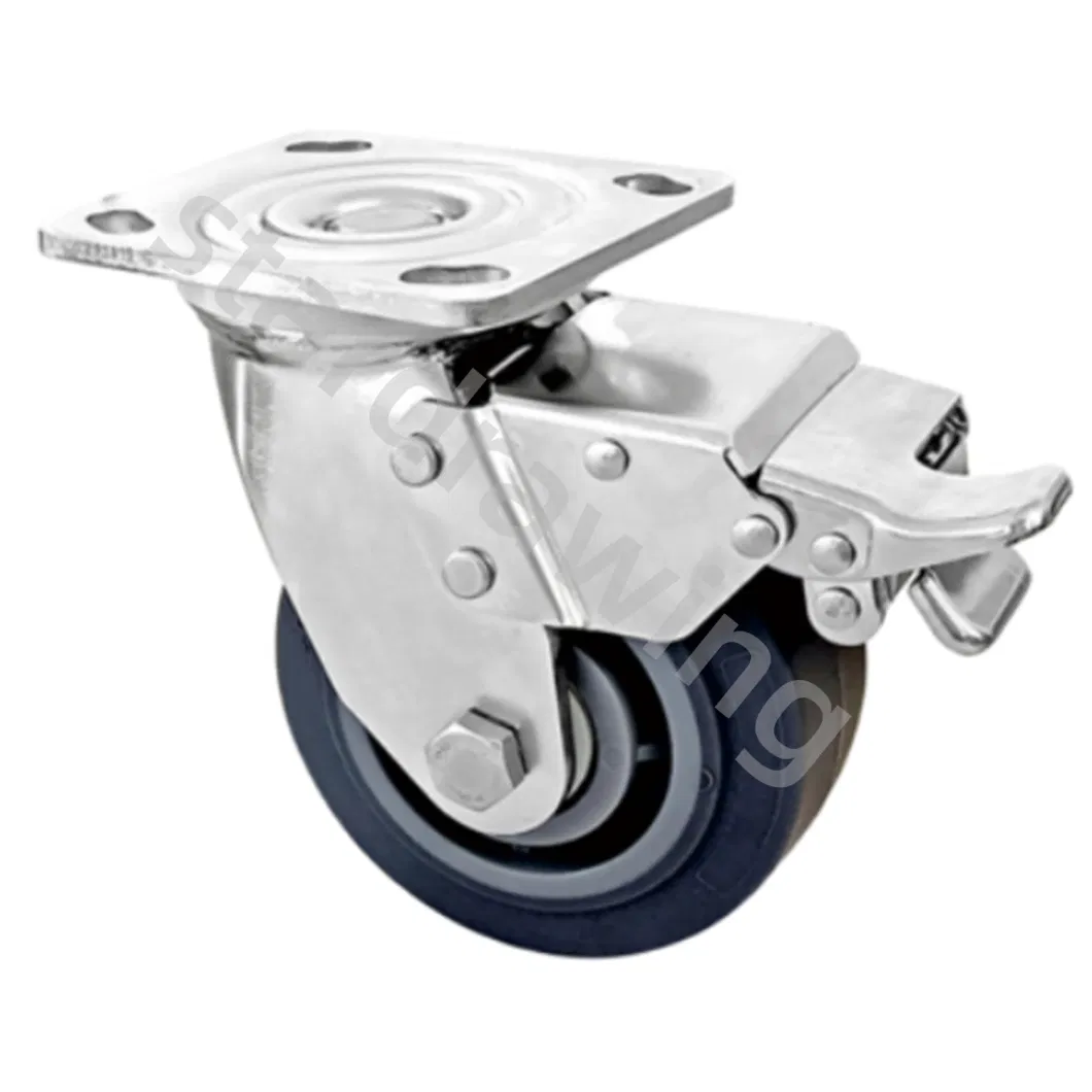 Stardrawing 250kg Swivel TPR Tread Stainless Steel Caster Wheel