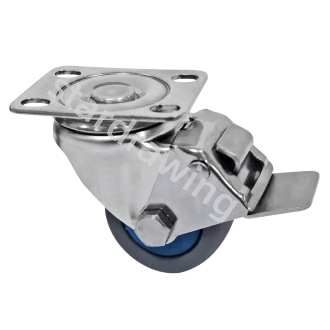 Stardrawing Swivel 50mm TPR Wheel Stainless Steel Casters with Brake