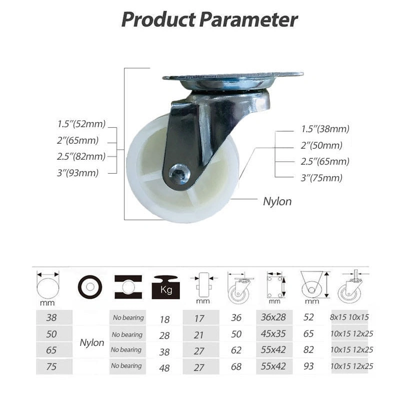 1.5 Inch Small Nylon Swivel Caster