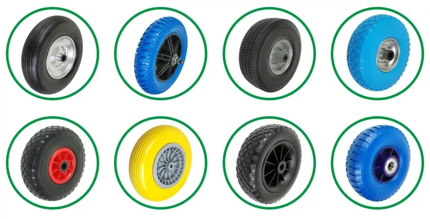 4.00-8 Heavy Duty Solid Rubber Polyurethane Flat Free PU Foam Trolley Wheel Barrow Wheels