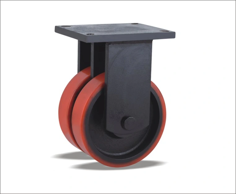 Swivel Caster with PU Wheel Body Made of Grey Cast Iron and a High-Quality Polyurethane Welded Steel Twin Wheel Castors