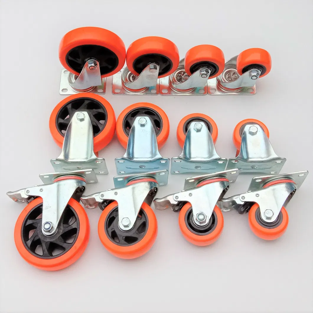 2.5inch Orange PU PVC Swivel Small Castor Wheels