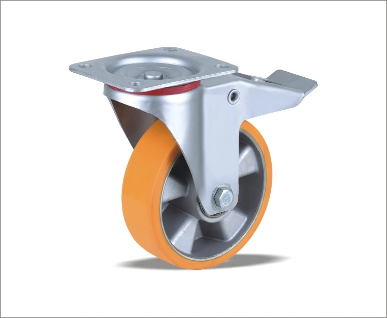 Whloesale 100 160 200 mm Aluminum Core Swivel Caster with Polyurethane Wheel