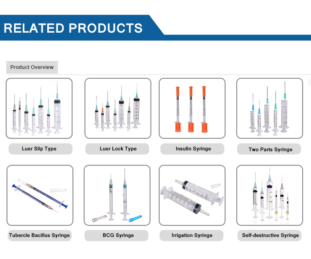 Manufacture Syringe Luer Slip China Medical Supplies Disposable