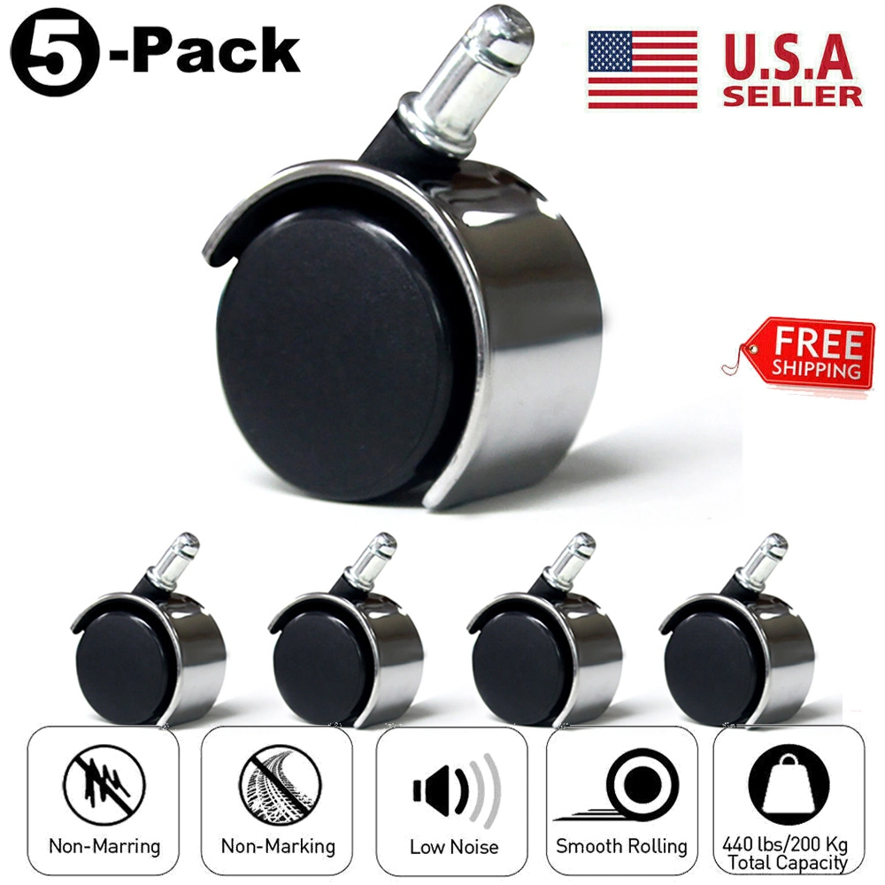 5PCS Office Chair Caster Rubber Swivel Wheels Replacement Heavy Duty 2 Inch