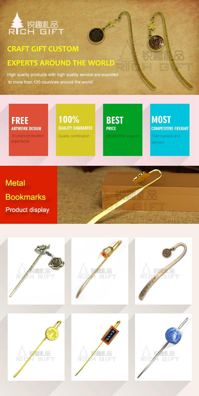 Gold Metal Plated PVC Bookmark Souvenir Supply No Minimum Order Manufacture
