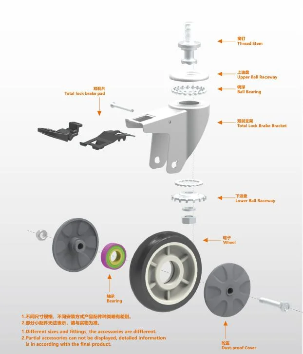 Supo Best Selling PU PA TPR Industrial Castor Caster Wheel for Cleaning Catering Equipment