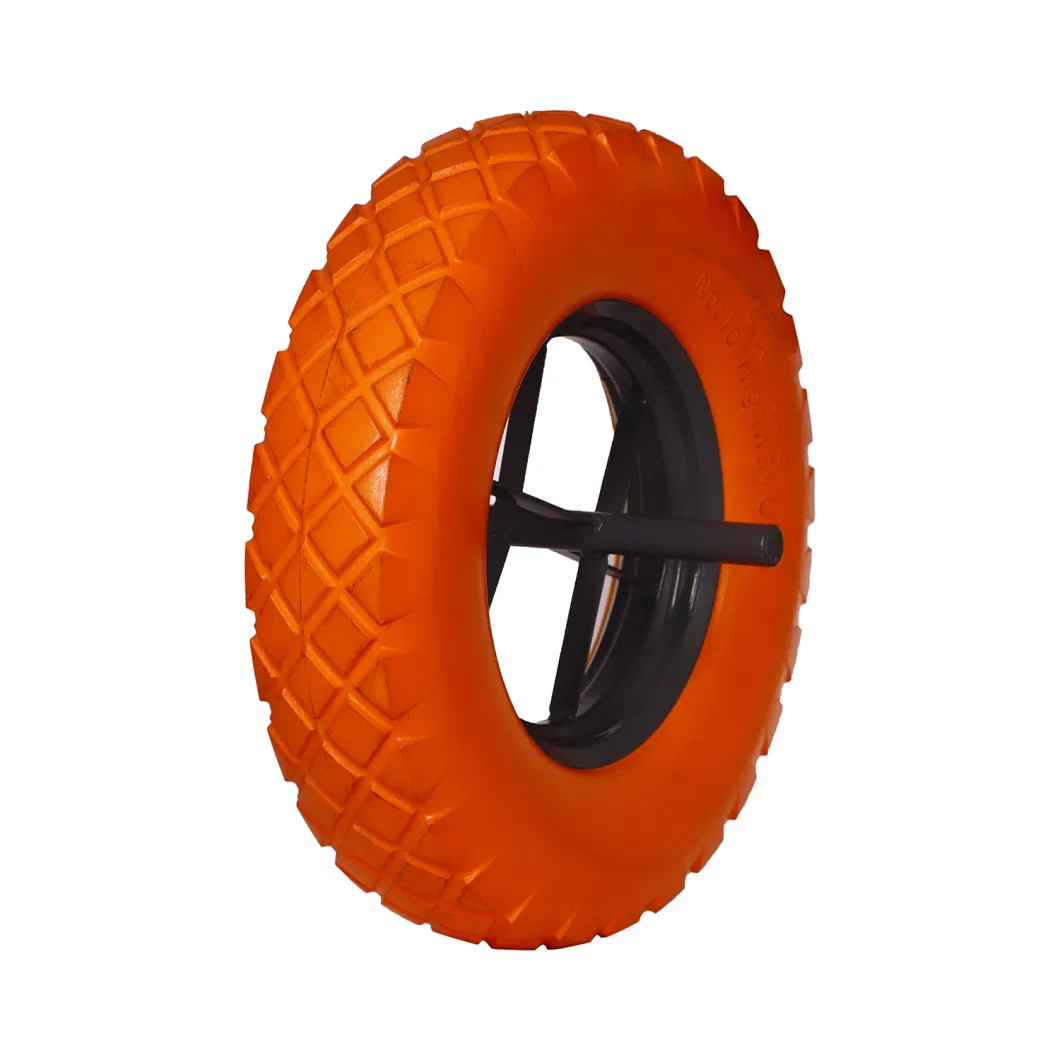 Maxtop 3.00-4 Heavy Duty Solid Rubber Flat Free PU Foamtrolley Wheel