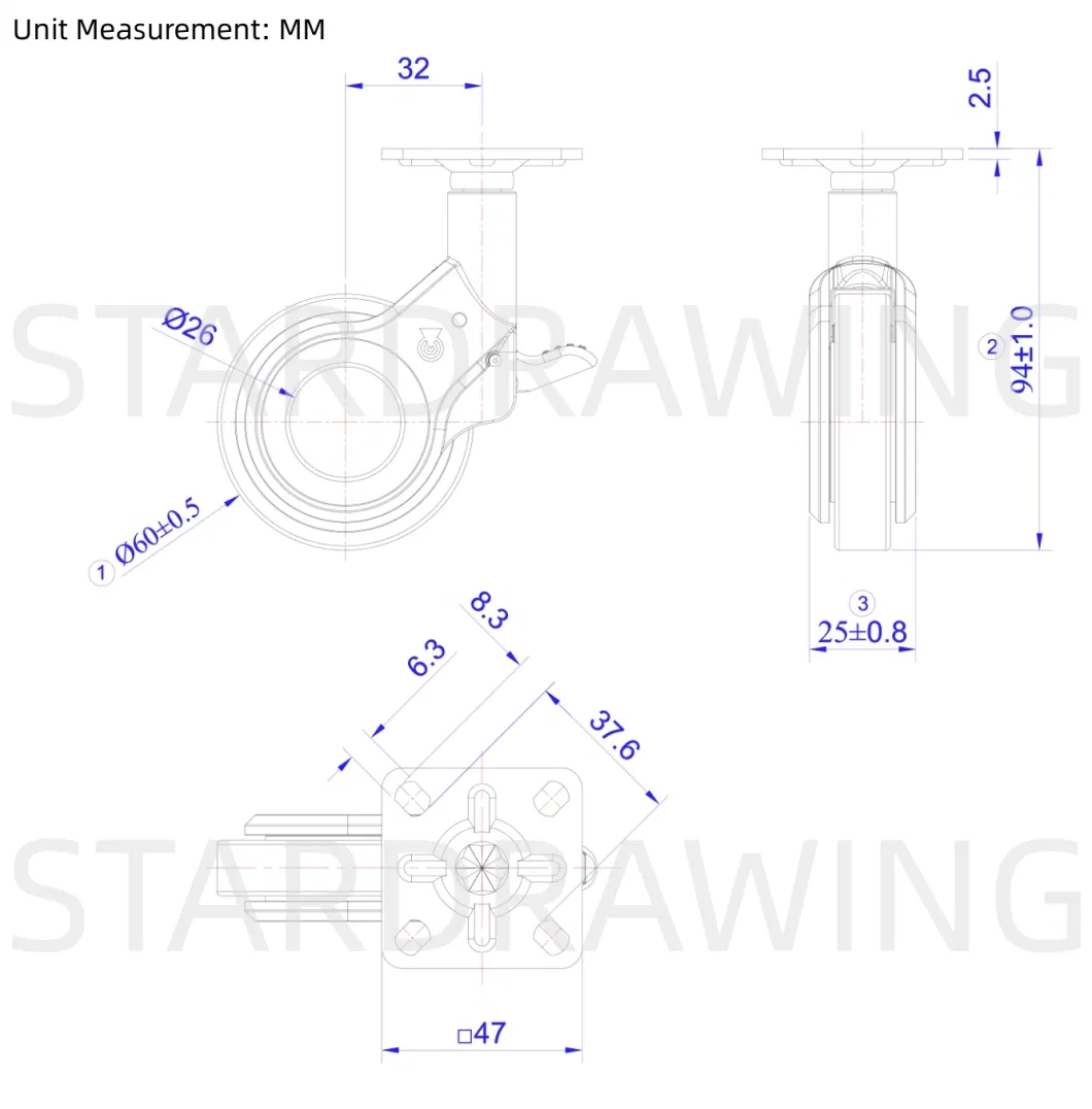 Stardrawing 75mm 3inch Hubless Casters Wheels for Cabinet