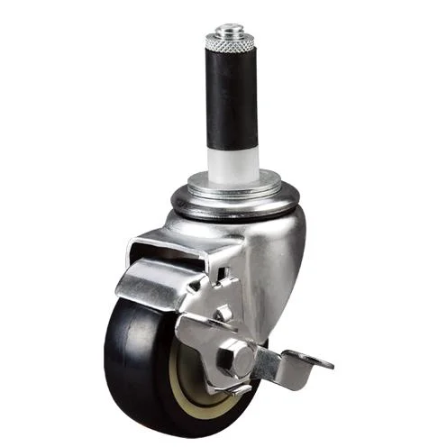 China Factory 3 Inch Swivel Round Stem PU Industrial Caster Rotating Trolley Wheel
