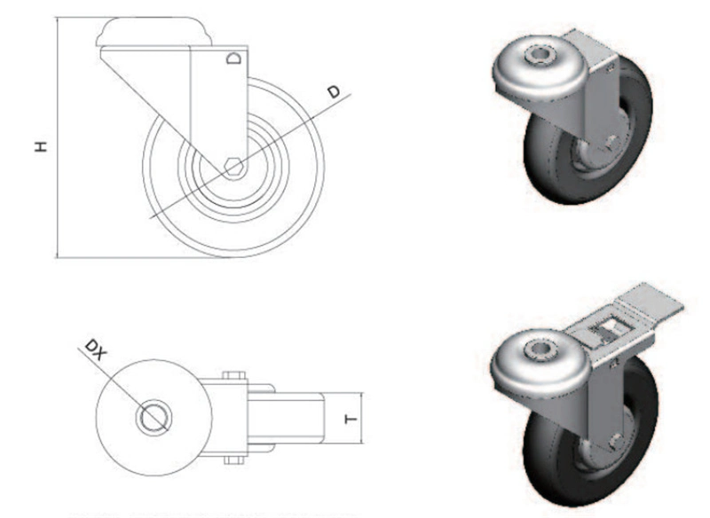 Light Duty Custom Swivel Castor Wheel Threaded Stem Caster