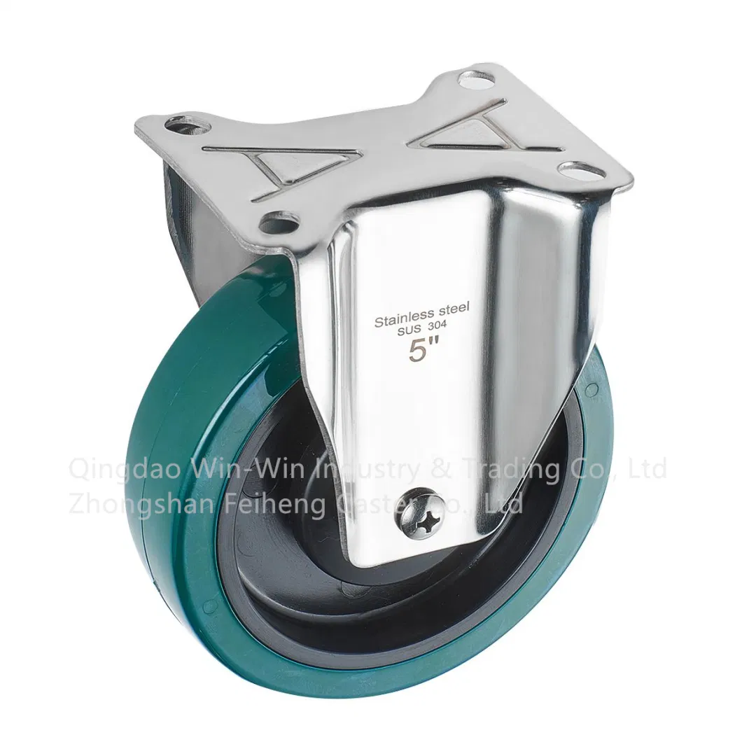 Factory Direct Medium Duty Caster Stainless Steel Bracket PU Wheel for Trolley Cart