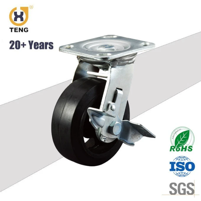 USA Type Roller Bearing Rubber Iron Caster Wheel