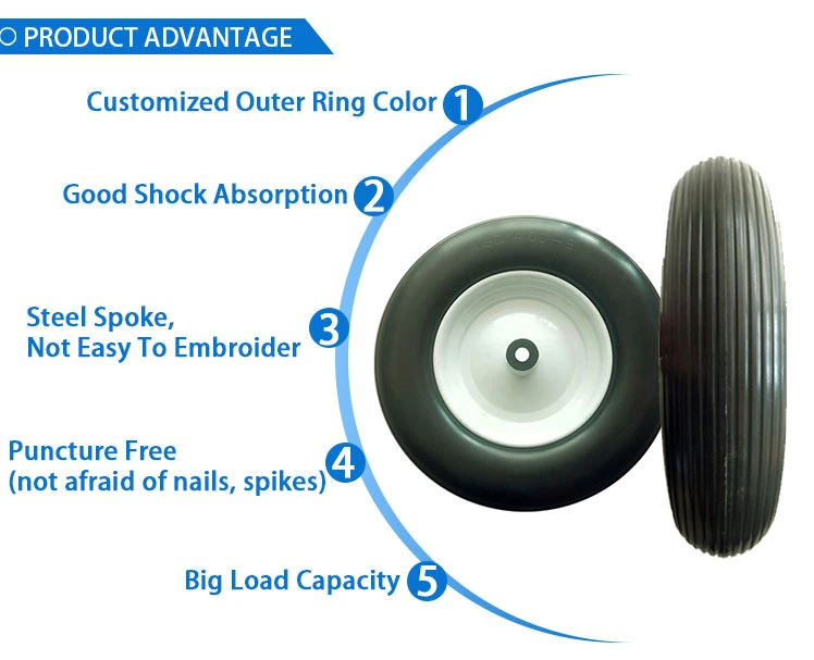 8 Inch, 10 Inch Puncture-Proof Wheel 12inch 13 Inch Solid Rubber Puncture Proof Tire Wheels for Wheelbarrow