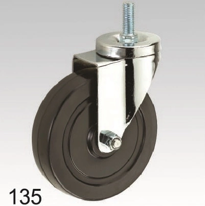 Black Rubber Wheel Swivel Screw Top Caster