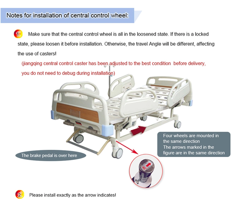 Jq Caster Central Lock Hospital Medical Bed Caster Wheel