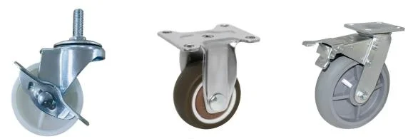 Heavy-Duty Iron Core Polyurethane-Covered Caster Wheels in Red Color with Brake Swivel