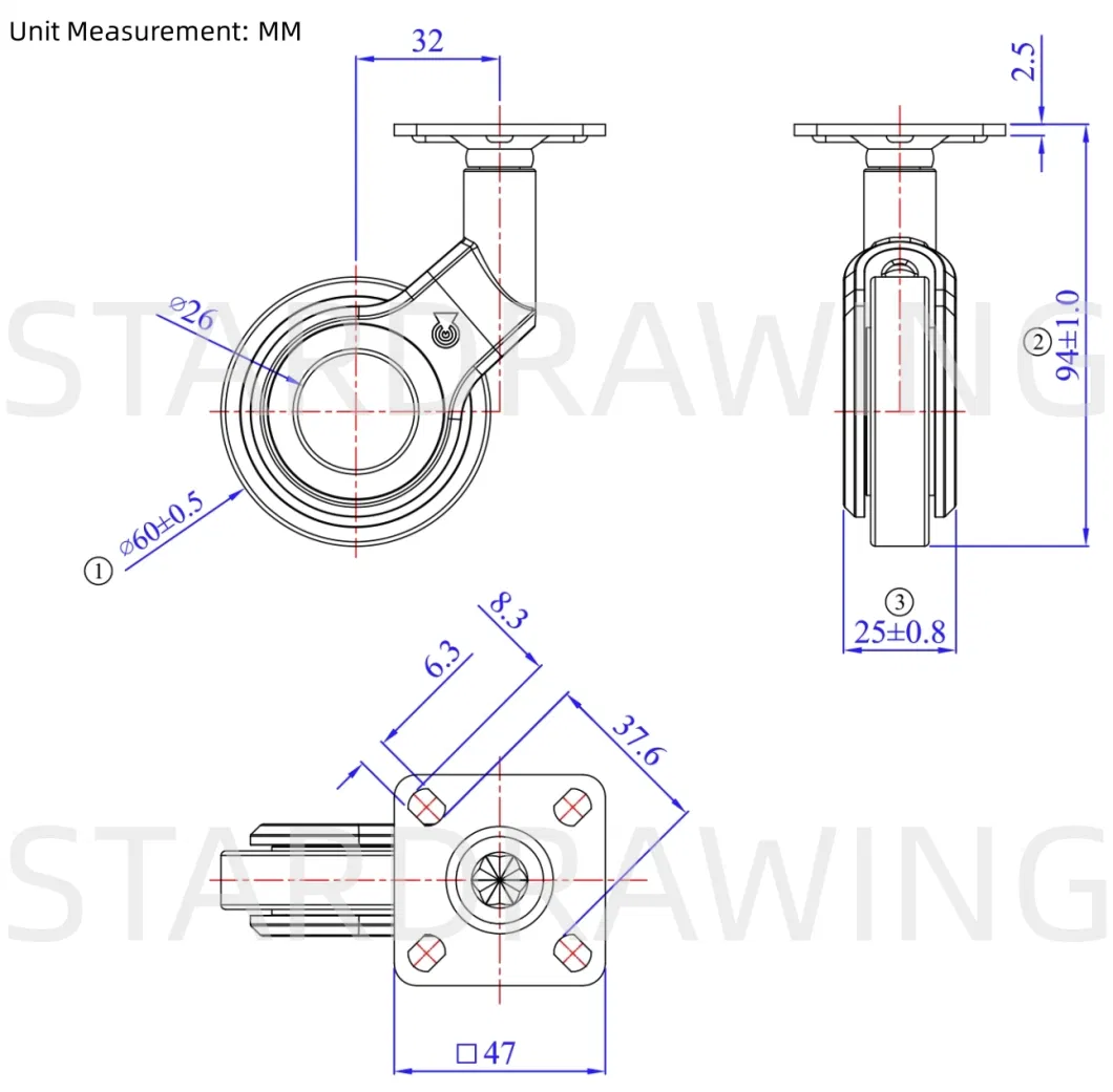 Stardrawing 75mm 3inch Hubless Casters Wheels for Cabinet