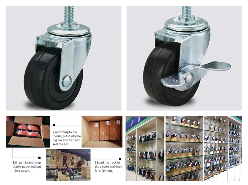 Factory Light Duty 2.5 Inch Furniture Threaded Stem Locking PA Caster Wheel Furniture Wheelbarrow Casters