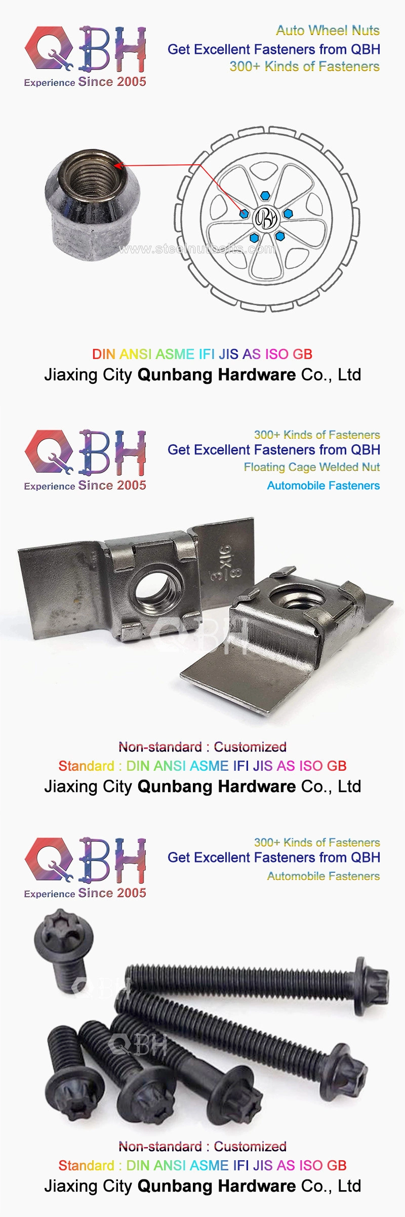 Qbh 15+ Years 300+ Furniture Industrial Steel Structure Construction Bridge Railway Ship Solar Panel Building Material Boat Automotive Auto Fastener Hardware