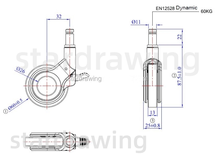 Stardrawing 75mm Black Office Chair Replacement Caster Wheels