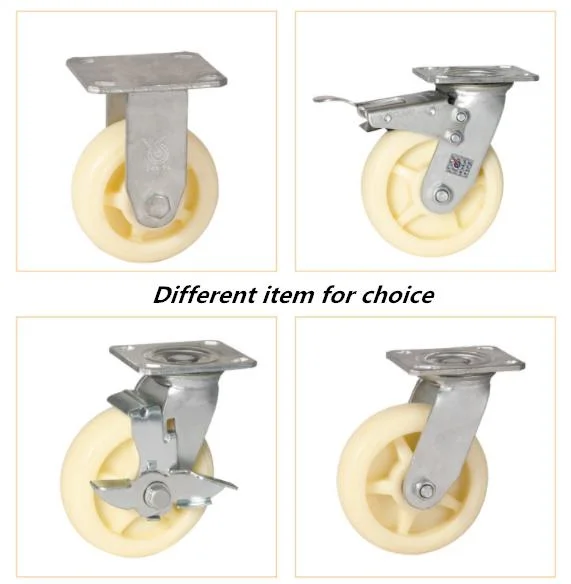 4/5/6/8inch Heavy-Duty Nylon Caster Wheel with Large Loading Capacity