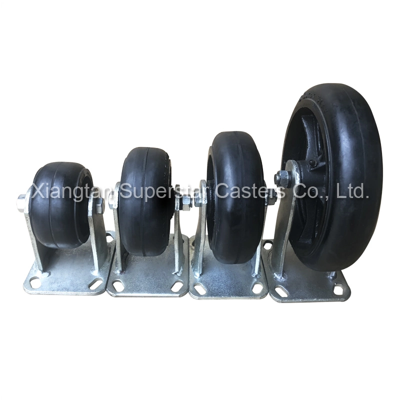 10 Inch Rubber Heavy Duty Casters Without Brake, Fix Wheels and Roller Bearing