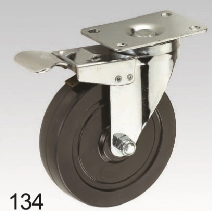 Black Rubber Wheel Swivel Screw Top Caster