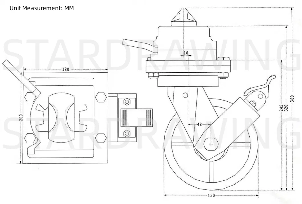 Stardrawing 6 8 10 Inch ISO Shipping Container Caster Wheels with Brake