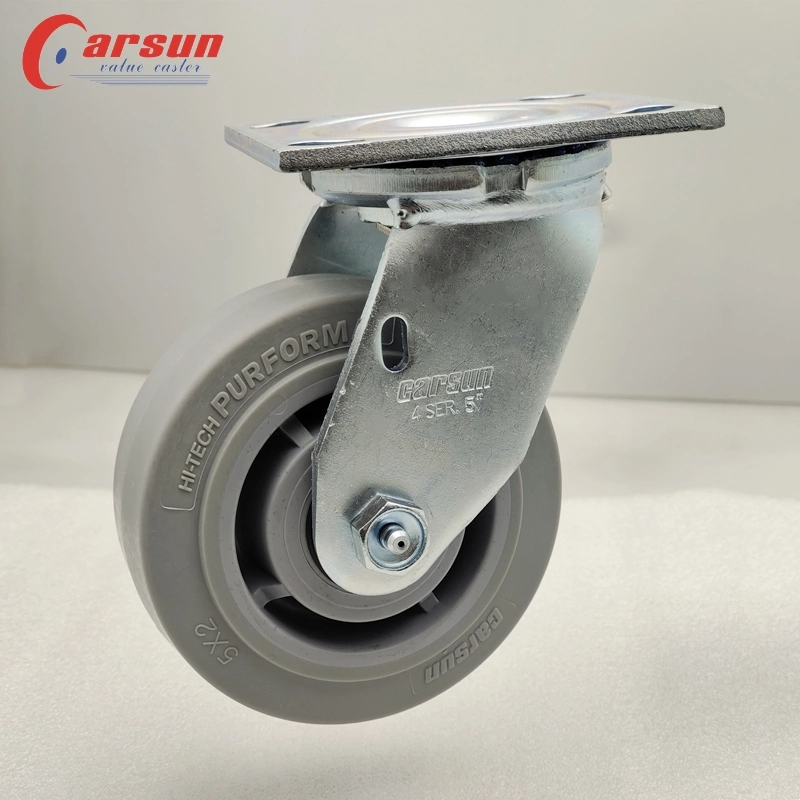 Industrial Castors 3/4/5/6/8 Inch Thermoplastic Rubber Wheels Casters Grey TPR Casters